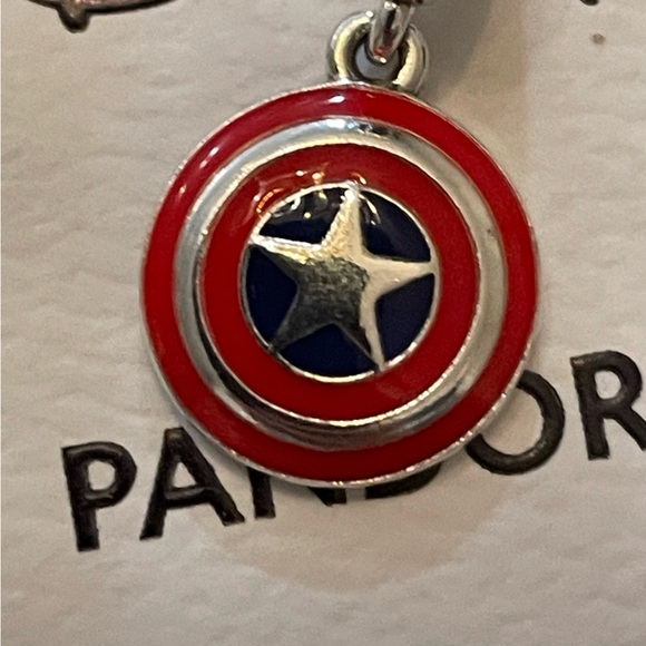 New Authentic Pandora x Disney Marvel Captain America Shield dangle charm - Picture 6 of 6